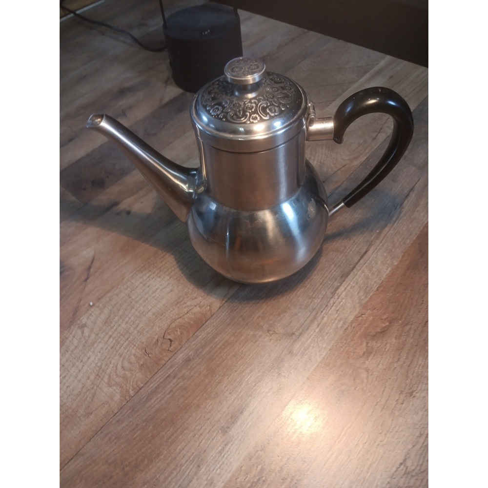 Vintage Stainless Steel‎ Coffee Pot with Decorative Top